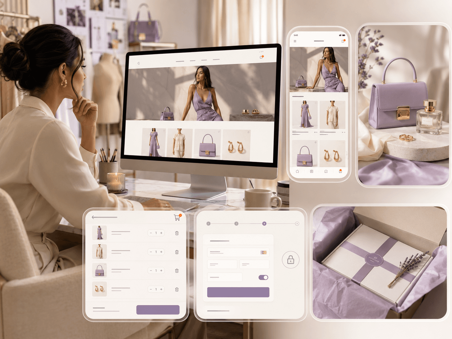 Loja virtual apresentada em computador e celular